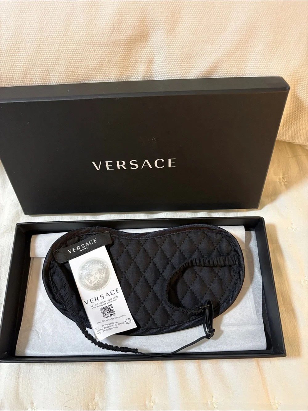 Versace Black & Gold Medusa Print Sleep Mask